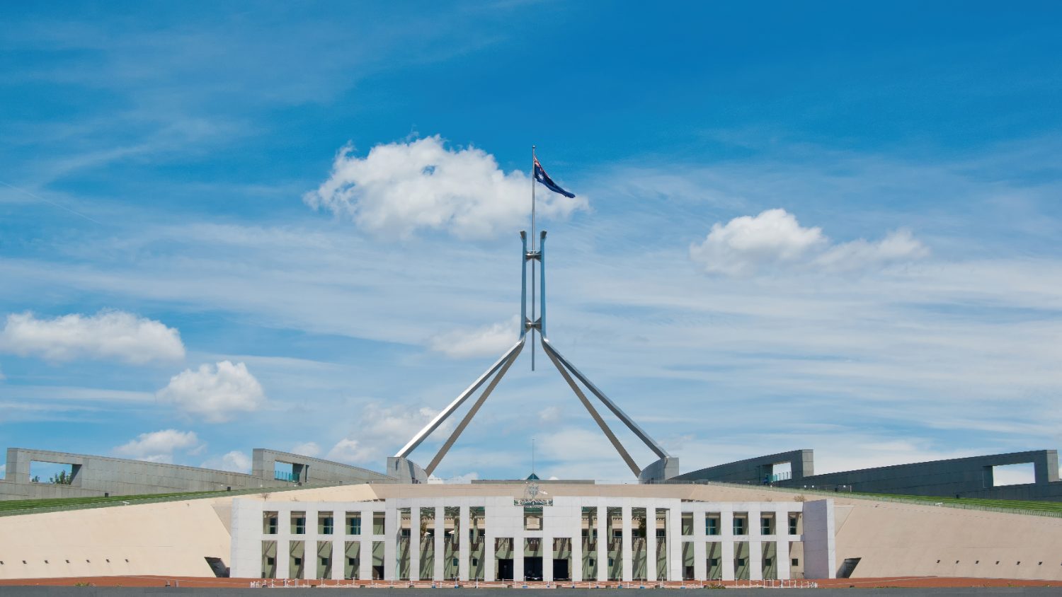 Parliament House's flag mast and colonnade