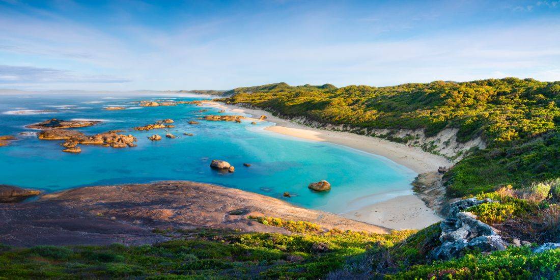 An Australian coastline in evening light