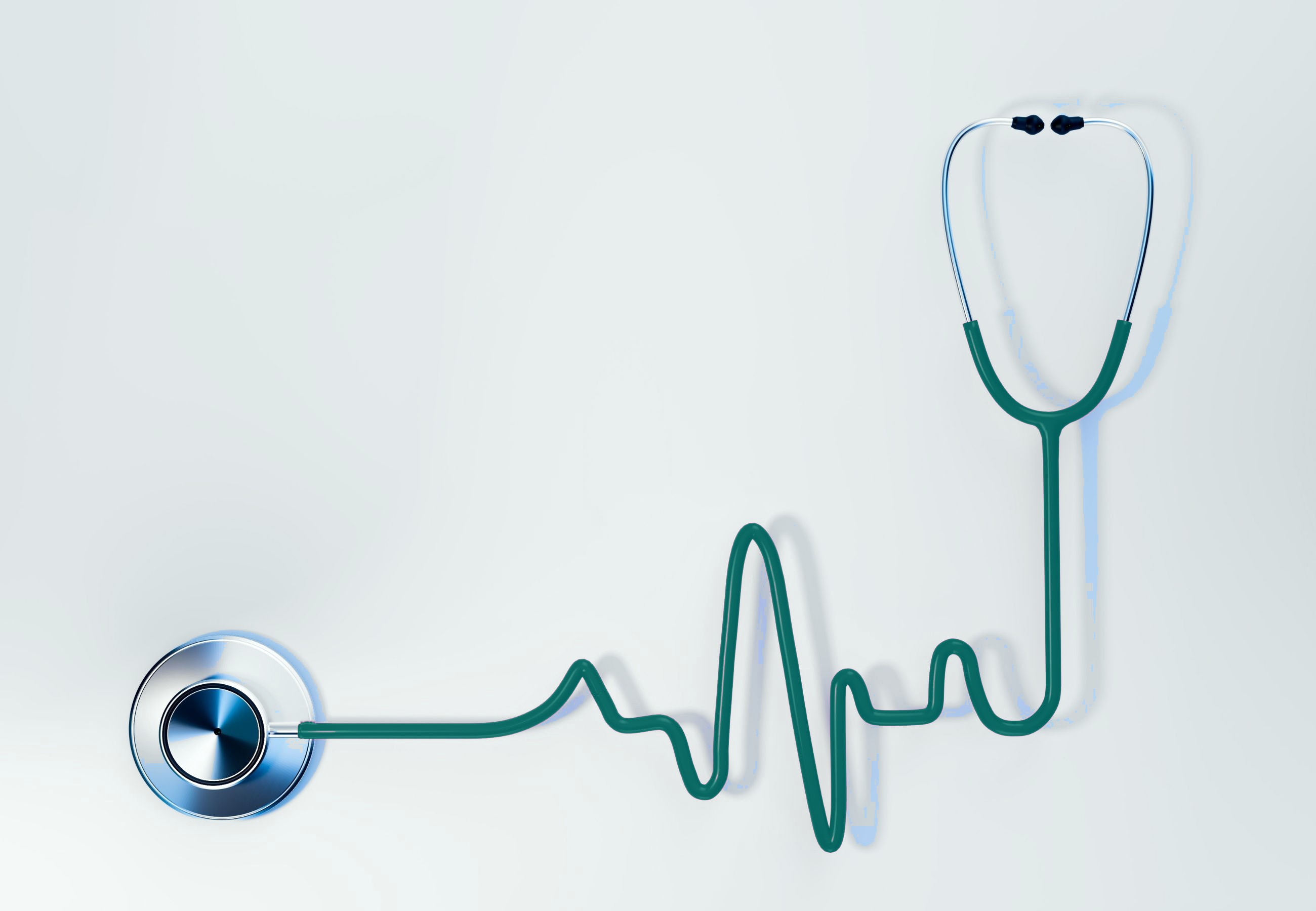A stethoscope with its tubing drawn into a heartbeat line