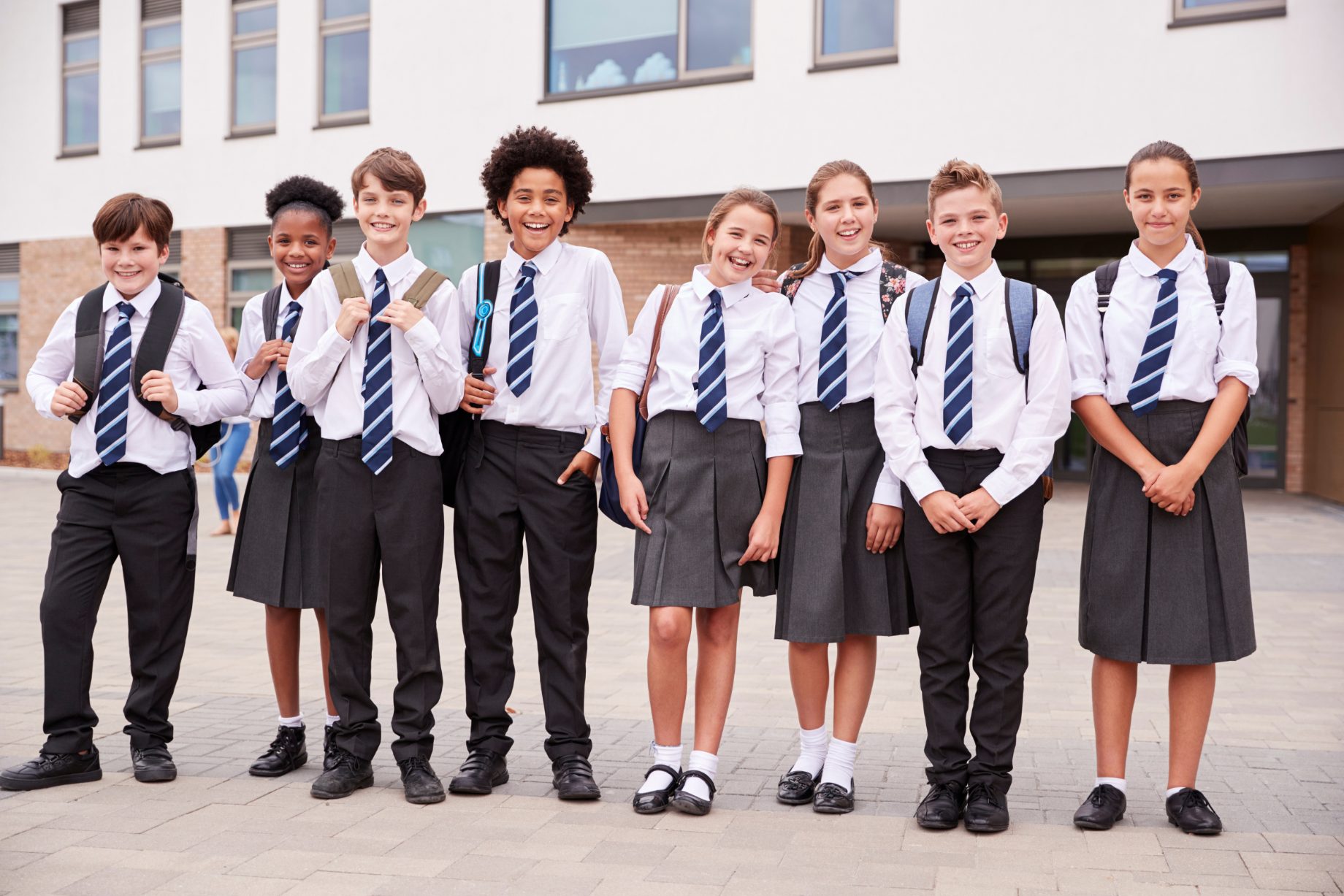 Secondary school students in uniform