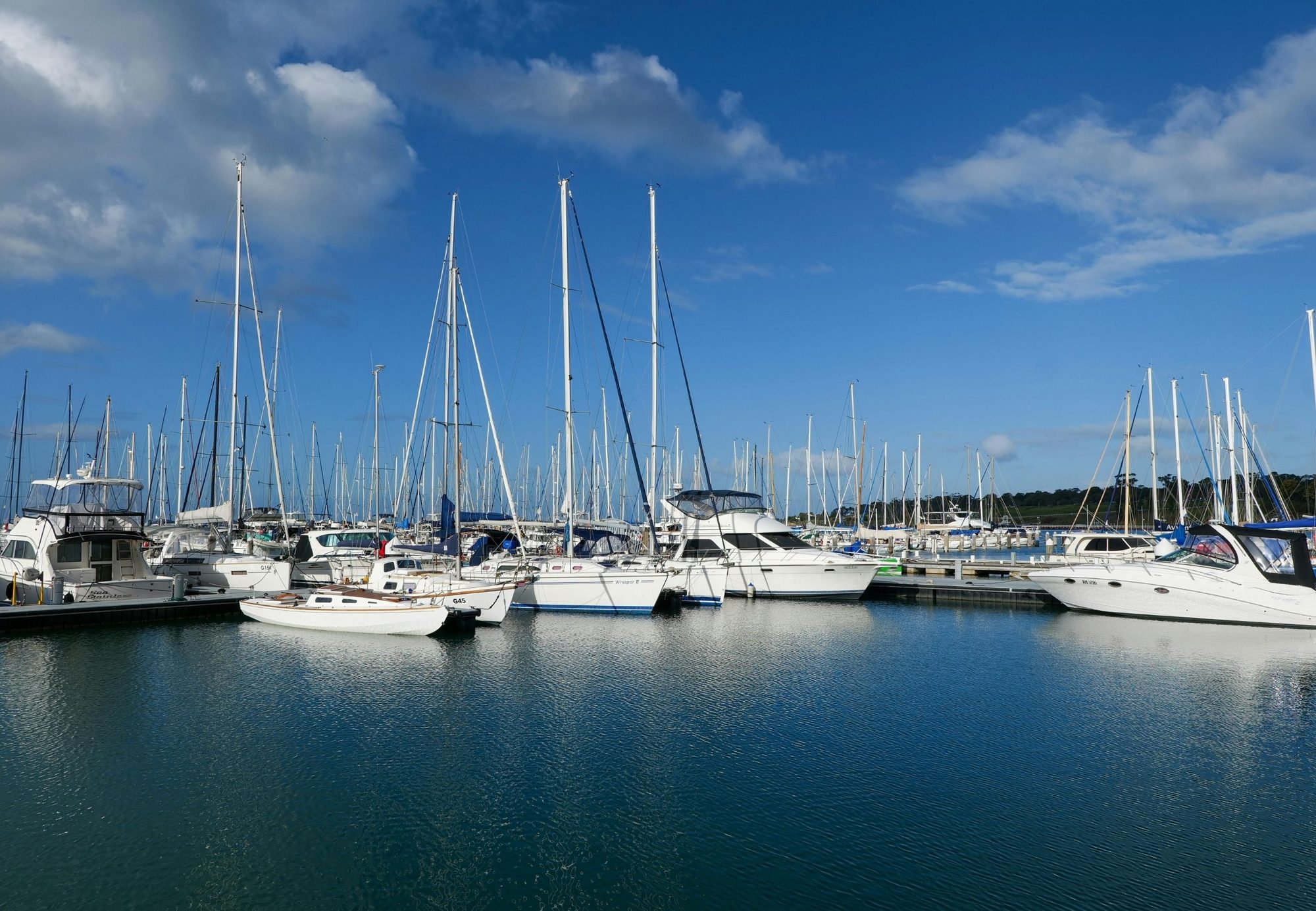 Yachts moored in the marina on the Geelong waterfront