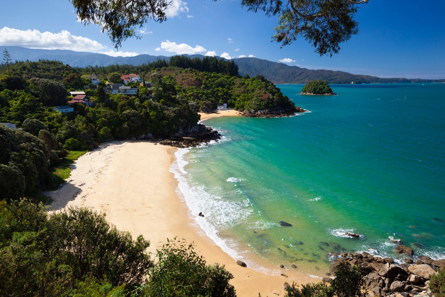 Golden sand and clear water in Abel Tasman National Park