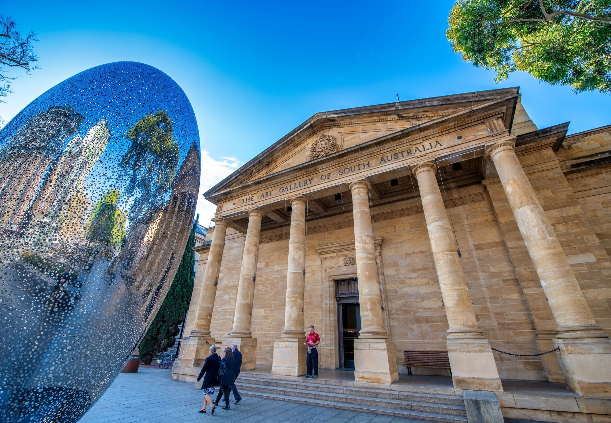 The columned entrance of the Art Gallery of South Australia on North Terrace