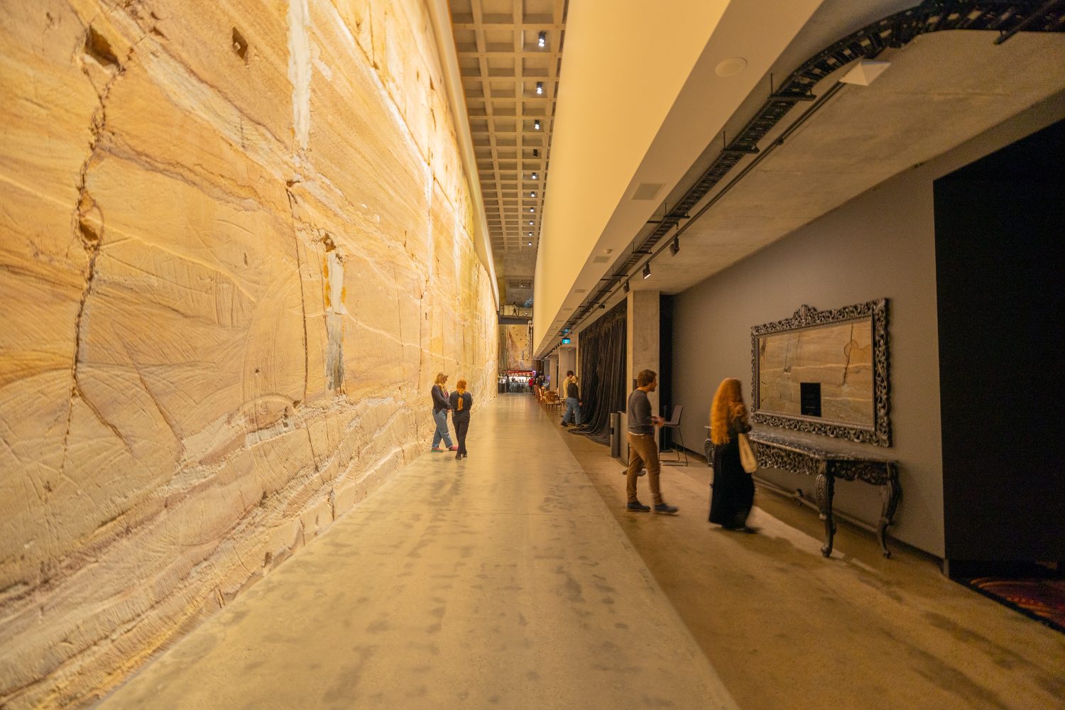 The excavated sandstone gallery interior of MONA, Hobart