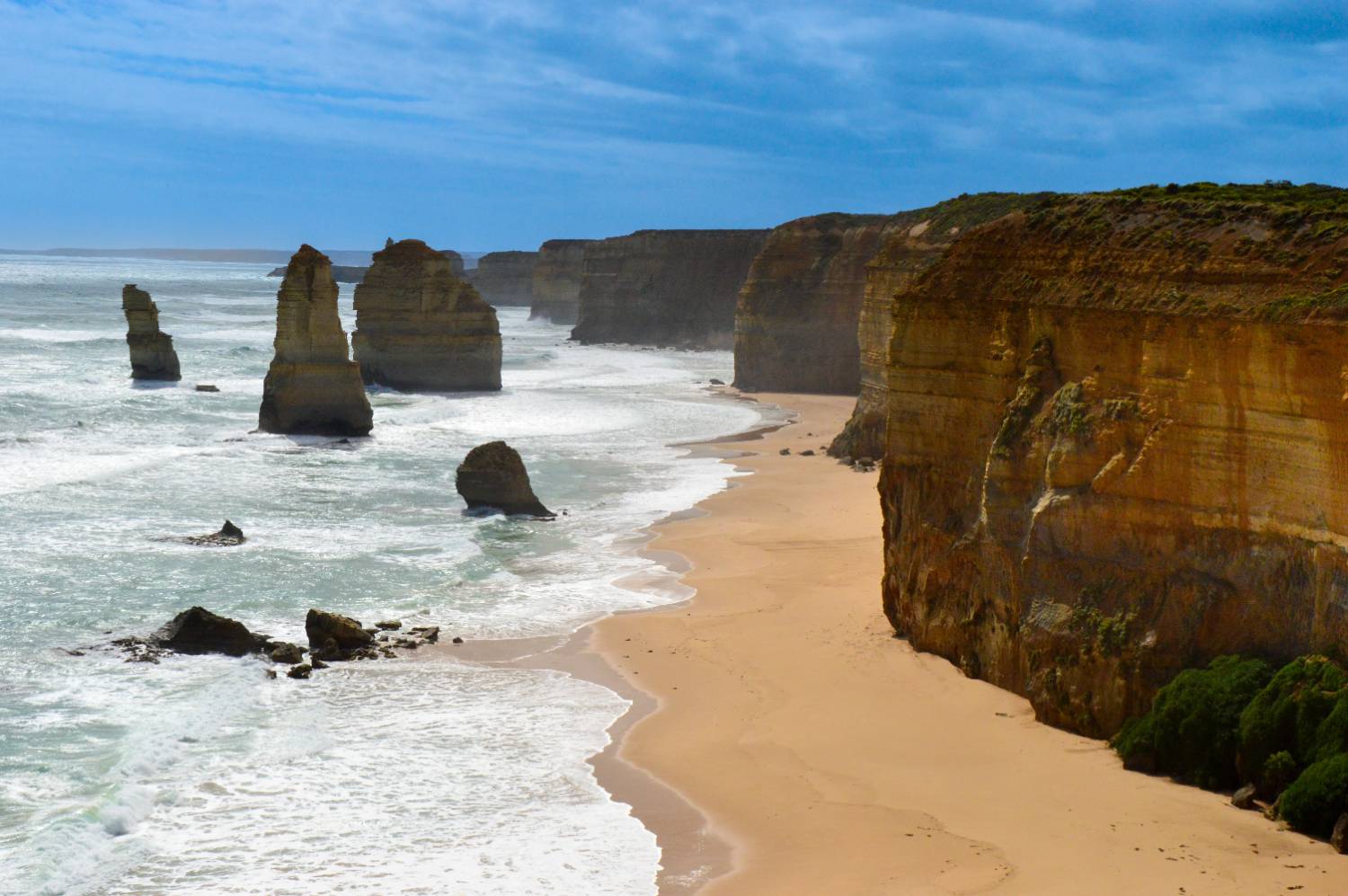 The Twelve Apostles limestone stacks rising from the Southern Ocean on the Great Ocean Road
