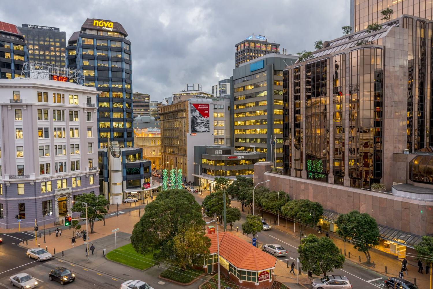Wellington city centre at dusk